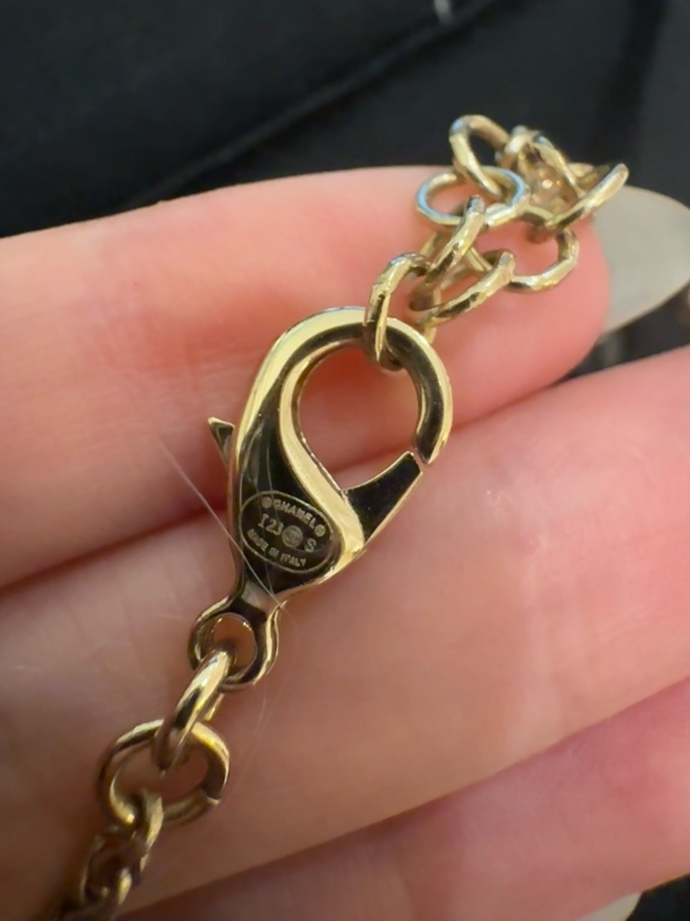 CHANEL Gold Crystal Double-Row CC Logo Necklace - Picture 6 of 6